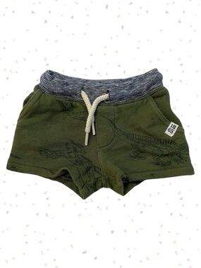 Carter’s Baby Shorts Olive Army Green Dinosaur Print Elastic Waist Size 3 Months